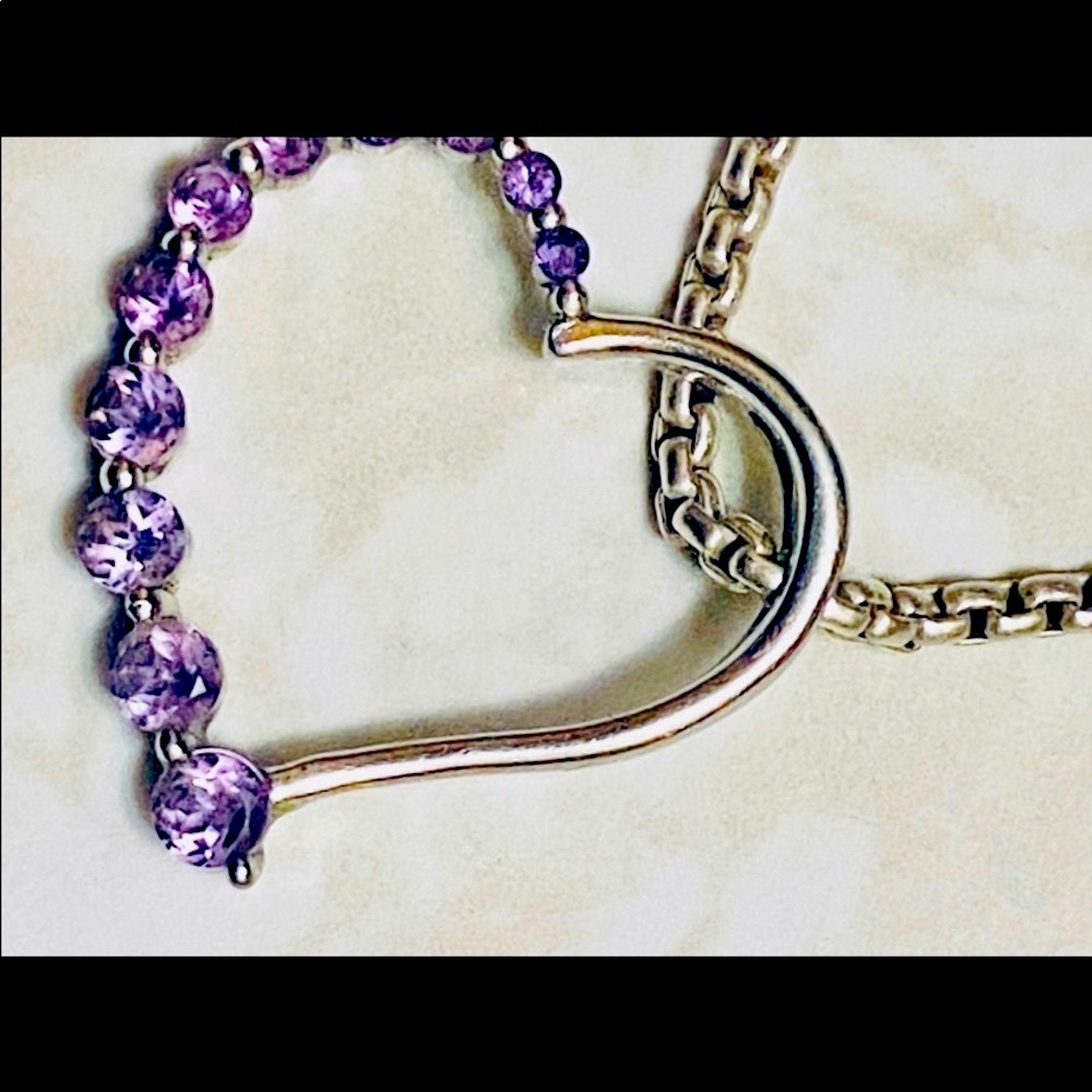STUNNING Large Amethyst & Sterling Silver Tilt Slide-On Pendant